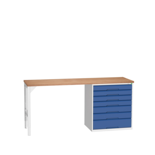 bott Werkbank verso, 7 laden, RAL7035 lichtgrijs/RAL5010 gentiaanblauw