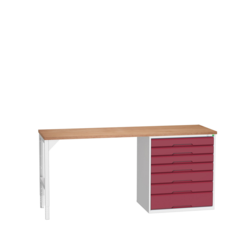 bott Werkbank verso, 7 laden, RAL7035 lichtgrijs/RAL3004 purperrood