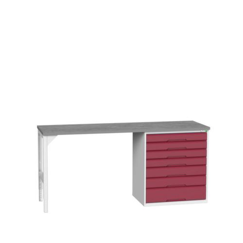 bott Werkbank verso, 7 laden, RAL7035 lichtgrijs/RAL3004 purperrood