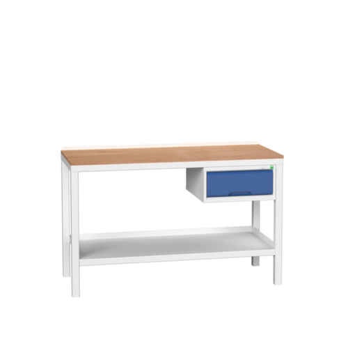 bott Werkbank verso, 1 lade, 1 legbord, RAL7035 lichtgrijs/RAL5010 gentiaanblauw
