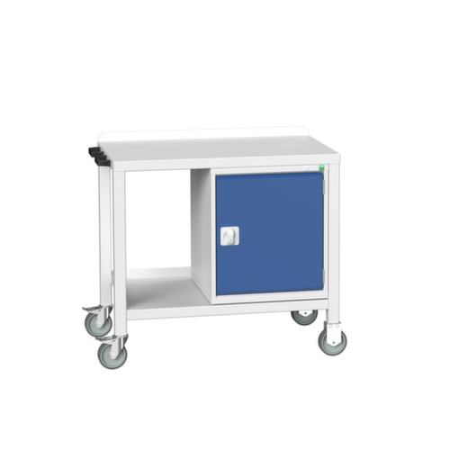 bott Mobiele werkbank verso, 1 kast, 1/2 legbord, 1 duwbeugel, RAL7035 lichtgrijs/RAL5010 gentiaanblauw