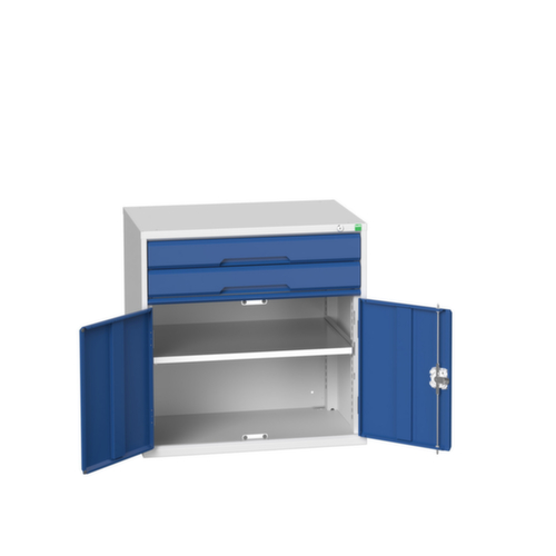 bott ladekast verso met openslaande deur, 2 lade(n), RAL7035 lichtgrijs/RAL5010 gentiaanblauw