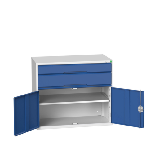 bott ladekast verso met openslaande deur, 2 lade(n), RAL7035 lichtgrijs/RAL5010 gentiaanblauw