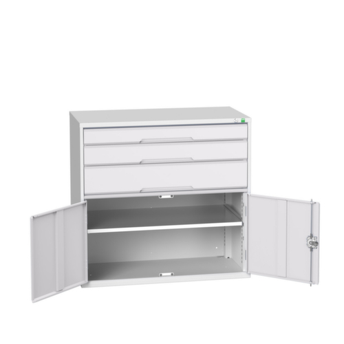 bott ladekast verso met openslaande deur, 3 lade(n), RAL7035 lichtgrijs/RAL7035 lichtgrijs
