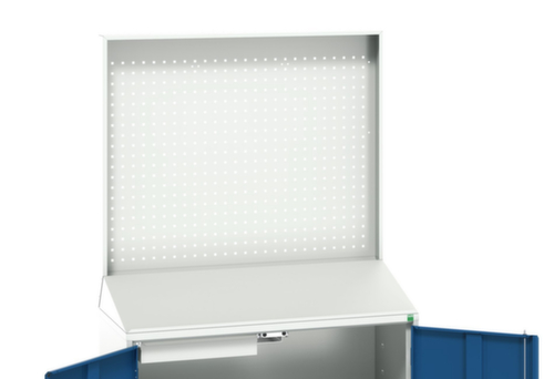 bott lessenaarkast verso met achterwand, RAL7035 lichtgrijs/RAL5010 gentiaanblauw
