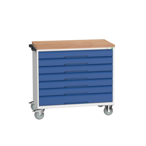 bott Gereedschapswagen verso, 7 laden, RAL7035 lichtgrijs/RAL5010 gentiaanblauw