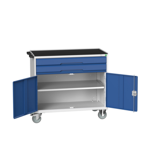 bott Gereedschapswagen verso, 2 laden, 1 kast, RAL7035 lichtgrijs/RAL5010 gentiaanblauw