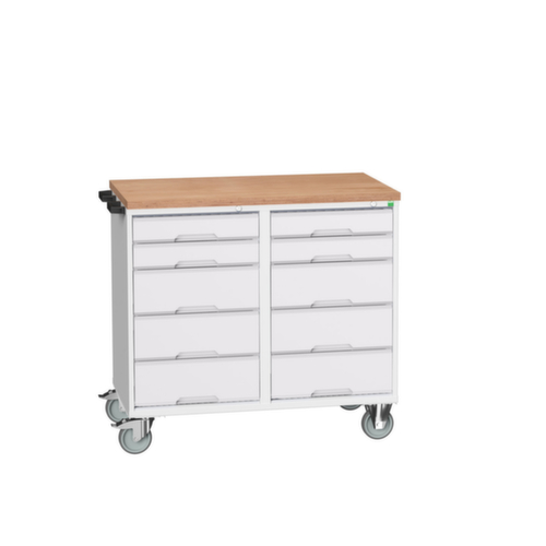 bott verrijdbare montagetafel verso, 10 laden, 1 duwbeugel, RAL7035 lichtgrijs/RAL7035 lichtgrijs