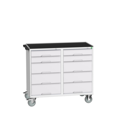 bott verrijdbare montagetafel verso, 10 laden, 1 duwbeugel, RAL7035 lichtgrijs/RAL7035 lichtgrijs