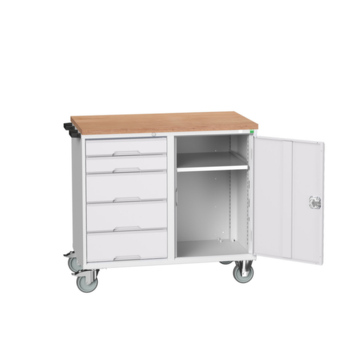 bott verrijdbare montagetafel verso, 5 laden, 1 kast, RAL7035 lichtgrijs/RAL7035 lichtgrijs