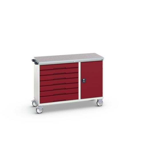 bott verrijdbare montagetafel verso, 7 laden, 1 kast, RAL7035 lichtgrijs/RAL3004 purperrood