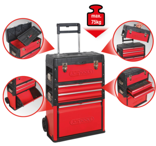 Verrijdbare gereedschapskist van kunststof-staal