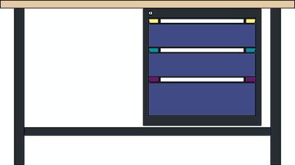 Thurmetall Werkbank, 3 laden, 1 legbord
