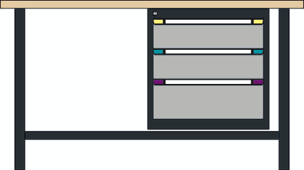 Thurmetall Werkbank, 3 laden, 1 legbord