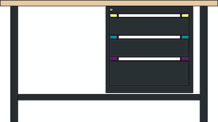 Thurmetall Werkbank, 3 laden, 1 legbord