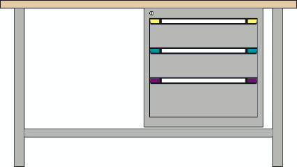 Thurmetall Werkbank, 3 laden, 1 legbord