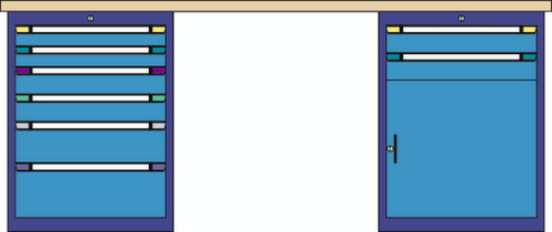 Thurmetall Werkbank, 8 laden, 1 kast