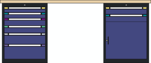 Thurmetall Werkbank, 8 laden, 1 kast