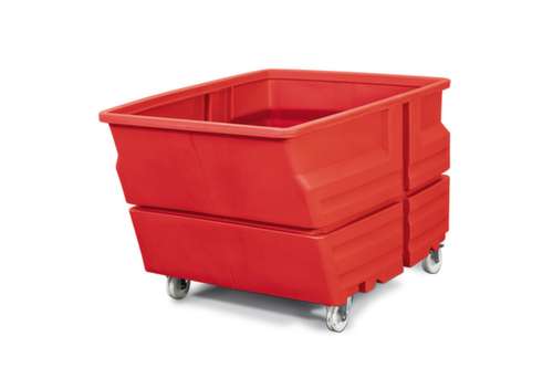 multifunctionele bak, inhoud 800 l, rood, 2 zwenk- en 2 bokwielen
