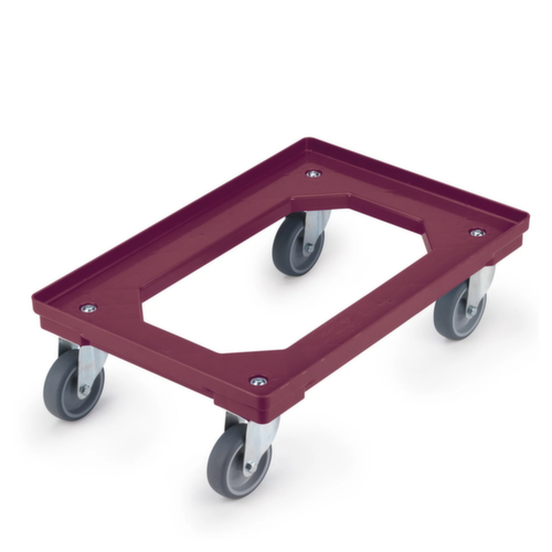 Transportwagen voor euronorm-bak met open hoekframe, draagvermogen 300 kg, polypropyleen banden