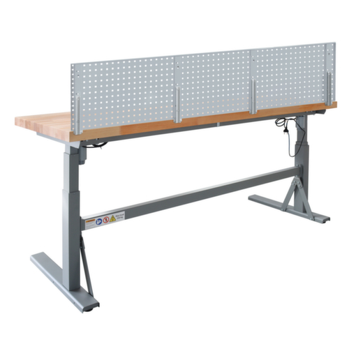 Elektrisch in hoogte verstelbare werkbank HEAVY, RAL7037 stofgrijs