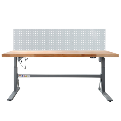 Elektrisch in hoogte verstelbare werkbank HEAVY, RAL7037 stofgrijs