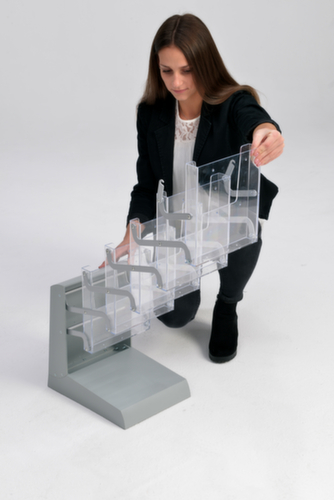 Vouwbaar folderrek, 5 planken, onderstel zilvergrijs