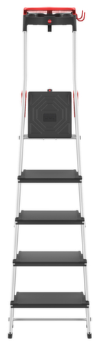 Hailo Enkelzijdige trapladder TopLine L100 met uittrekbare veiligheidsbeugel, 5 extra diepe geribbelde treden