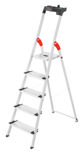 Hailo Enkelzijdige trapladder ComfortLine L80 met XXL-treden, 5 extra diepe geribbelde treden