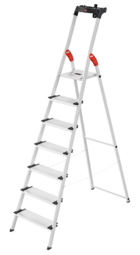 Hailo Enkelzijdige trapladder ComfortLine L80 met XXL-treden, 7 extra diepe geribbelde treden