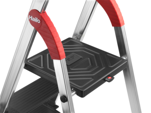 Hailo Enkelzijdige trapladder TopLine L100 met uittrekbare veiligheidsbeugel, 7 extra diepe geribbelde treden