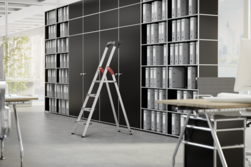 Hailo Enkelzijdige trapladder ComfortLine L80 met XXL-treden, 6 extra diepe geribbelde treden