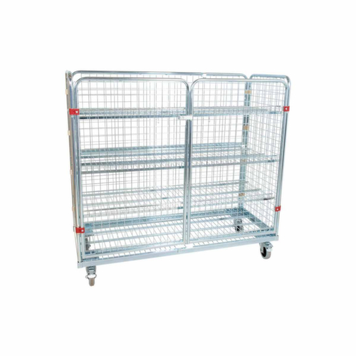 Rolcontainer met 3 wanden en deur, draagvermogen 500 kg, lengte x breedte 620 x 1500 mm