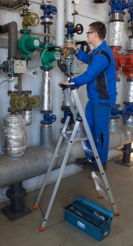 Krause trapladder MONTO® Solido® met bordes met gerstekorrelprofiel, 5 treden met profiel