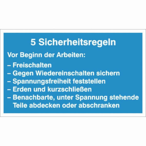 aanwijzingsbord SafetyMarking® 5 veiligheidsvoorschriften, "5 veiligheidsmaatregelen"
