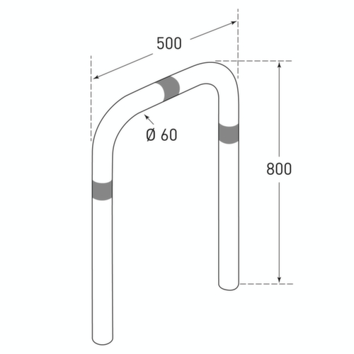 Moravia Beschermbeugel CITY groß, hoogte 800 mm, om in te betonneren