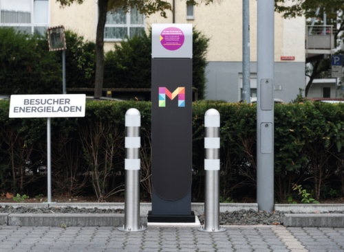 Moravia Afzetpaal van roestvrij staal CITY voor laadzuil, hoogte 800 mm, voor vastschroeven aan bodemplaat