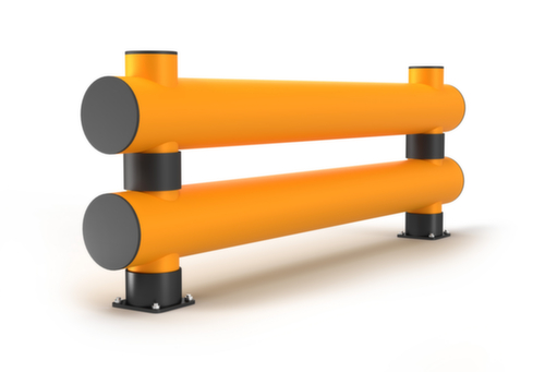 a.m.p.e.r.e. Aanrijdbeveiligingsbarrière Rack Mammut®, dubbele plank, lengte 10000 mm