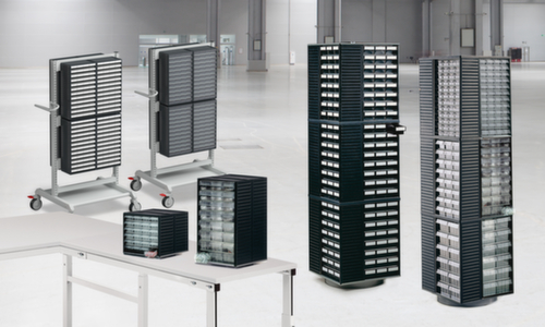 Treston ESD-magazijnkast, 16 lade(n), grijs/zwart