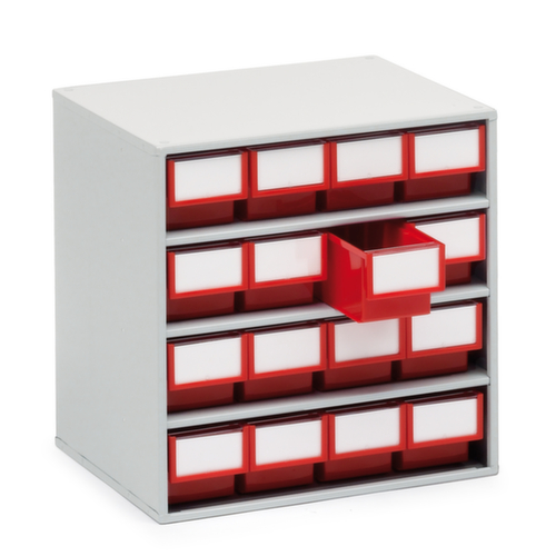 Treston Klein magazijn, 16 lade(n), RAL7035 lichtgrijs/rood