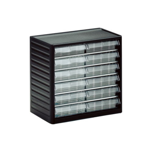 Treston transparante magazijnbak, 12 lade(n), antracietgrijs/transparant