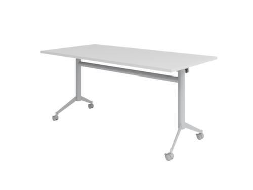 Verrijdbare klaptafel, hoogte x breedte x diepte 750 x 1600 x 800 mm, plaat grijs