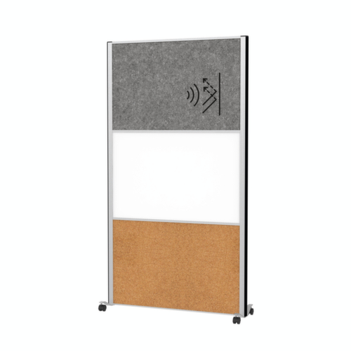 MAUL Bord voor scheidingswand MAULconnecto, hoogte x breedte 1800 x 1000 mm, wand donkergrijs/wit/bruin