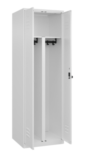 C+P Locker met zitbank Classic Plus voor scheiding van kleding, vakbreedte 300 mm