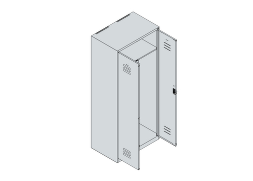 C+P Locker met zitbank Classic Plus voor scheiding van kleding, vakbreedte 400 mm