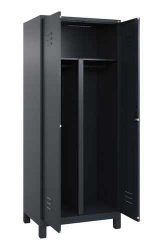 C+P Locker met zitbank Classic Plus voor scheiding van kleding, vakbreedte 400 mm
