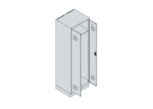 C+P Locker met zitbank Classic Plus voor scheiding van kleding, vakbreedte 300 mm