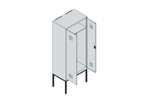 C+P Locker met zitbank Classic Plus voor scheiding van kleding, vakbreedte 400 mm
