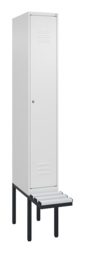 C+P Locker met zitbank Classic Plus voor scheiding van kleding, vakbreedte 300 mm