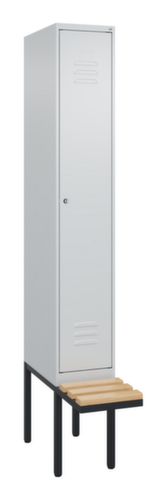 C+P Locker met zitbank Classic Plus voor scheiding van kleding, vakbreedte 300 mm